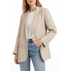Madewell The Larsen Linen Blazer Tan Striped Oversized